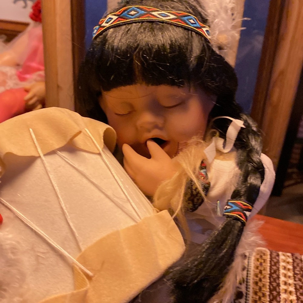 Native American-Inspired Doll with Drum - Picture 5 of 9